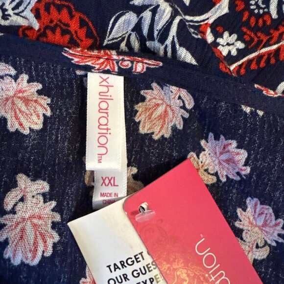 Xhilaration Open Duster 29” Long Shrug Cape Navy Paisley Boho Hippie Size XXL - Picture 8 of 9